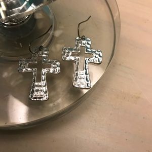 Silver cross earrings